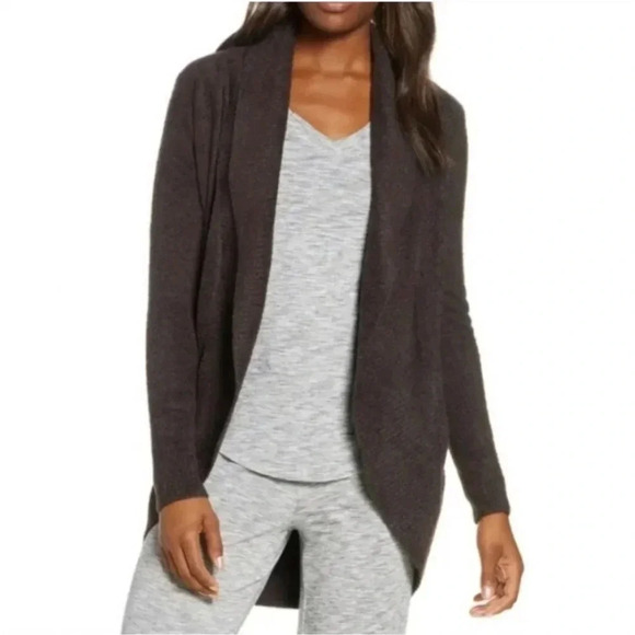 Barefoot Dreams Cozychic Lite Circle Cardigan open pockets brown Size XS / S - Picture 1 of 9